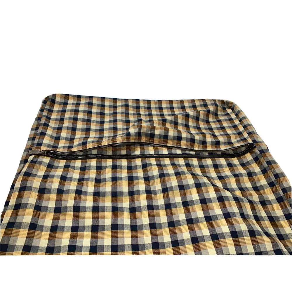 Vintage 60s Garment Bags Clothes Cover Travel 2 Plaid Check Canvas Print Rare